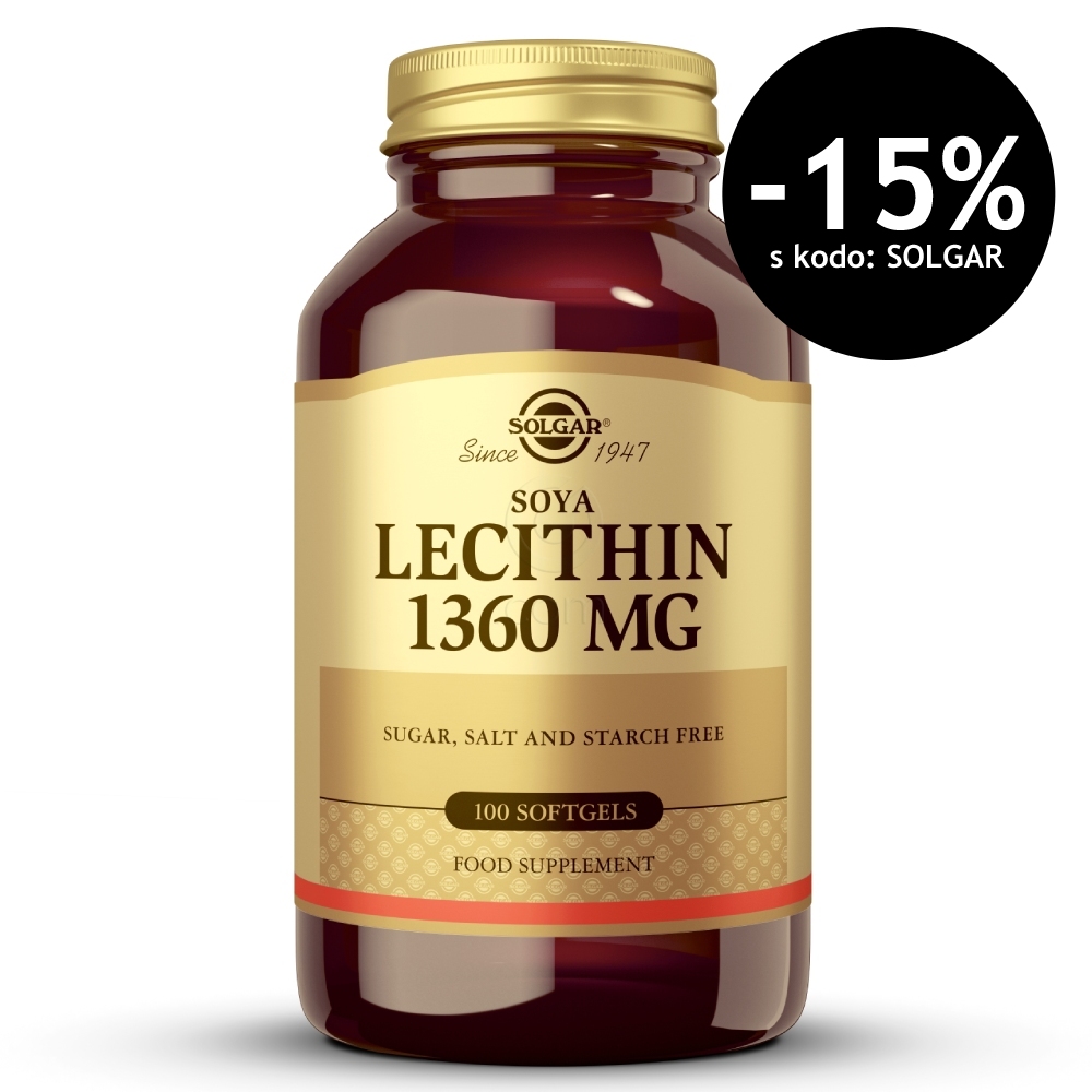 Solgar Sojin lecitin 1360 mg, kapsule (100 kapsul)